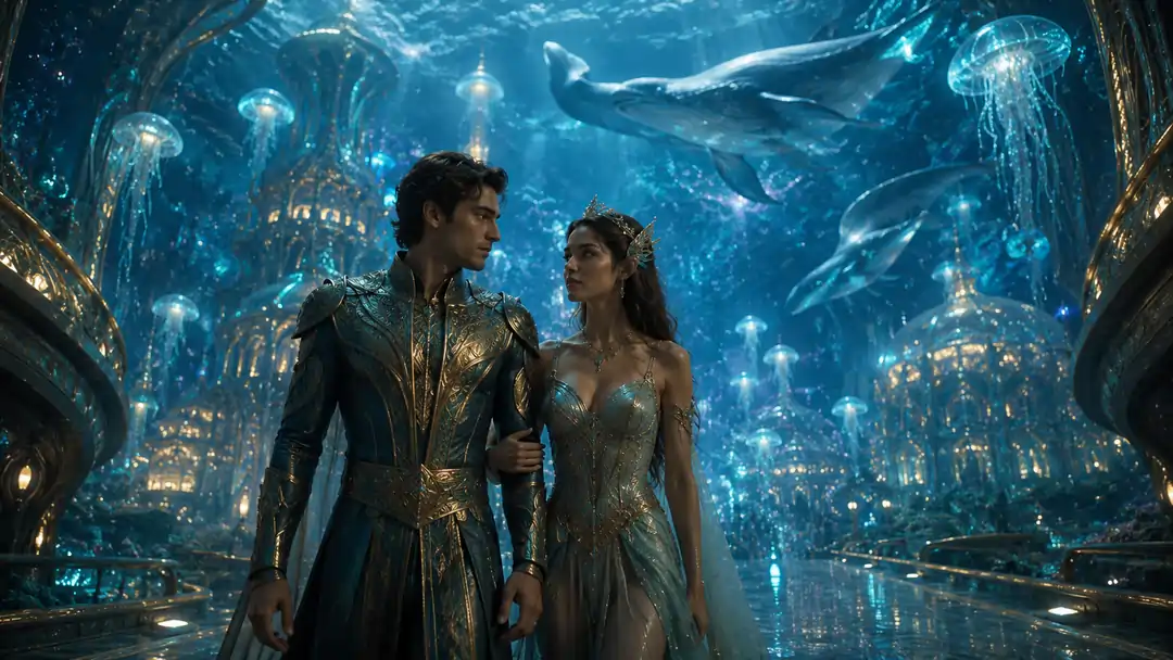 Underwater Alien Kingdom Romance AI Art