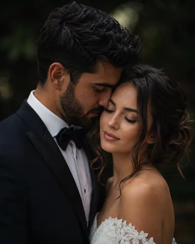 Emotional Close-Up Wedding Couple AI Art